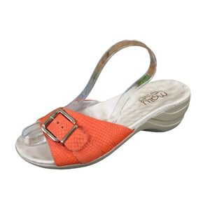 Malu Super Comfort Women Slide Wedge Sandal Size 9 Walking Orange Snake Print